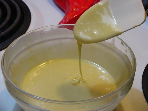 Melt the white chocolates for the cheesecake filling. Take your time, let it be smooth and creamy.